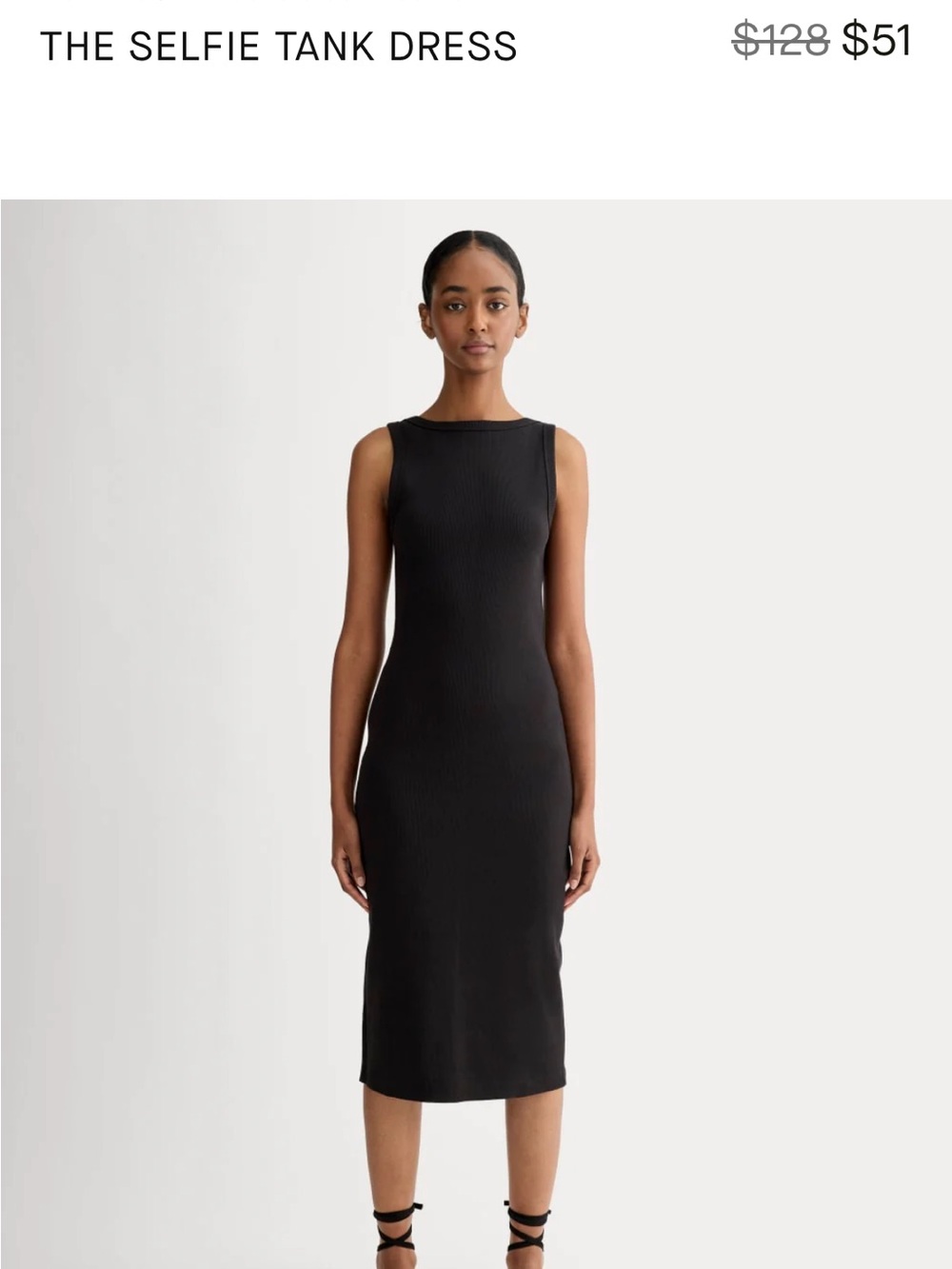 Everlane Black Sleeveless Midi Tank Dress